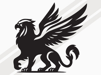 Obraz premium Griffin Silhouette Black Color Mythical Winged Beast Vector Art and Clipart for Designs