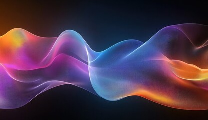 Abstract colorful flowing lines on dark background