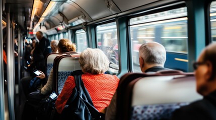 Commuters Traveling by Train