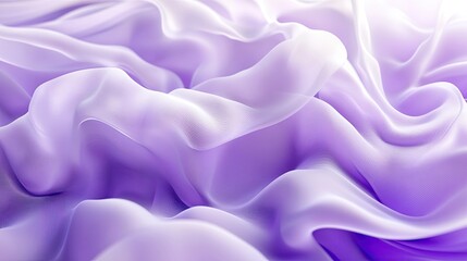 Obraz premium Abstract 3D horizontal waves, flowing heavy cloth in white and violet, ideal for creating dynamic, futuristic textures and digital background elements. --