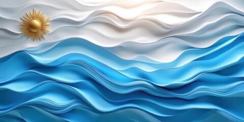 Naklejka premium Dynamic Waves in Blue and White: A Textured Representation of Argentina's Flag Symbolism