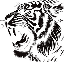 black and white tiger roar