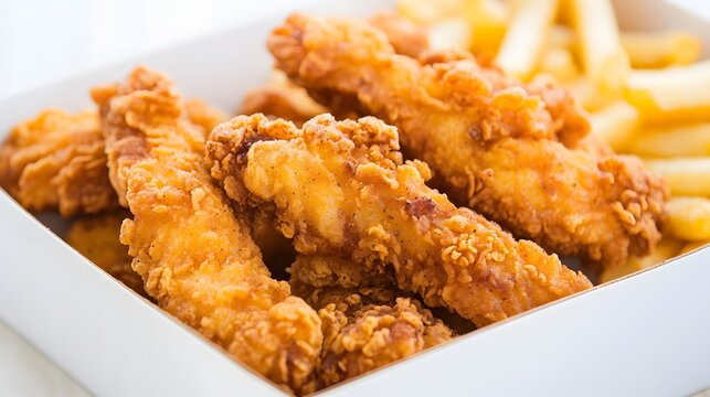 Crispy Fried Chicken Strips with Fries / クリスピーフライドチキンストリップとフライドポテト