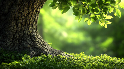 A scientist analyzes DNA data on a holographic interface in a tranquil forest, symbolizing the fusion of nature and technology, the hidden evolution of life, and the quest to understand genetic myster