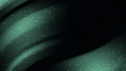 Abstract green and black background with white dots..