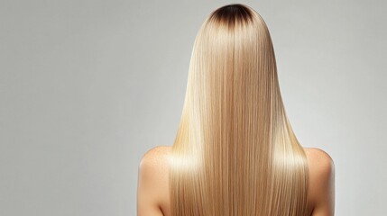 Fototapeta premium Silky Straight Long Blonde Hair from Back with Smooth Shine Finish