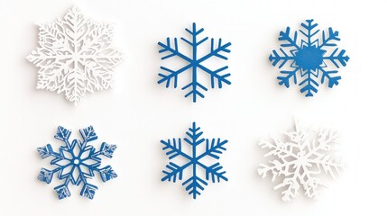 Festive Blue   White Snowflakes  Winter Holiday Design Elements