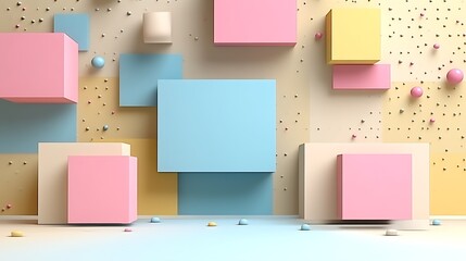 Pastel Cubes Spheres and Geometric Shapes Background