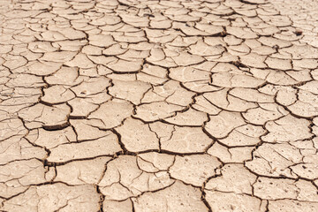 Cracked Dry Earth Texture Background, Natural Drought Pattern in Desert Climate, Environmental Crisis Abstract Landscape Photography