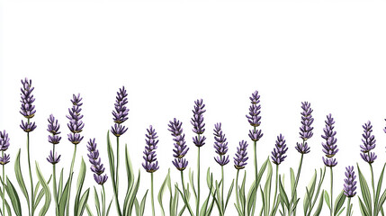 Vibrant lavender flowers in full bloom against a clean white background, ideal for wellness themes