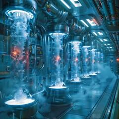 Futuristic Cryogenic Storage Facility with Scientific Preservation