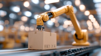 Robotic Arm Automation  Factory Assembly Line  Industrial Robot  Conveyor Belt