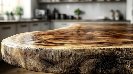 Close Up Of Rustic Wooden Kitchen Countertop