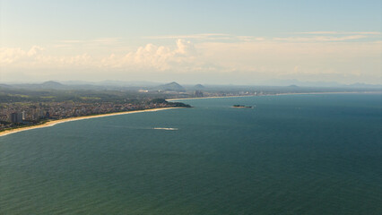 Panoramic photo of the beaches of Piçarras and Barra Velha in Santa Catarina, Brazil, along the Atlantic Ocean coast in South America.