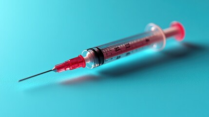 Fototapeta premium Syringe needle healthcare injection medical blue background