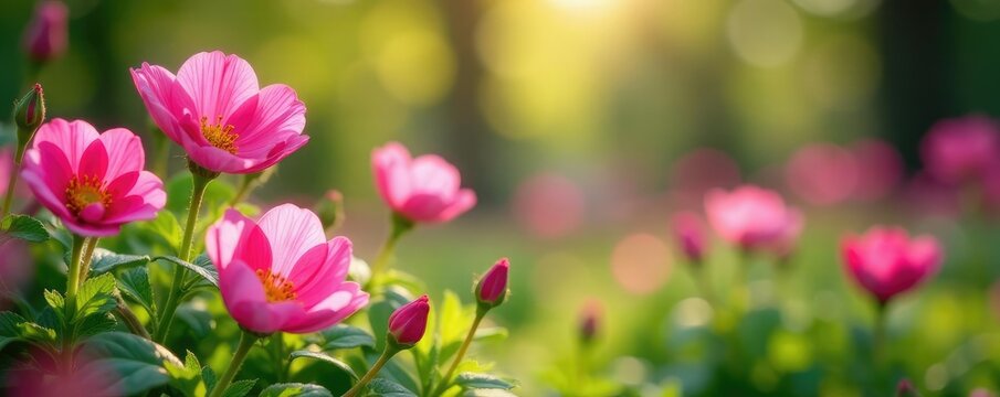 Veladas de primavera con flores rosas frescas en un jard?n rosa, fresco, naturaleza