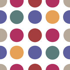 Seamless abstract textures.  Retro pattern, minimalistic drawn elements, repeating dots and spots. Textile, wrapping paper, wallpaper design. Yellow, pink, beige, blue, birch, red