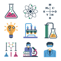 vector icons for laboratory environment for studying various scientific disciplines Chemistry flask 
