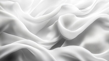 Obraz premium White silk fabric drapes, studio shot, background blur, textile design