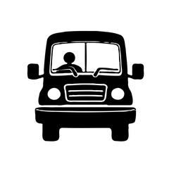 Vintage Delivery Truck Monochrome Silhouette Art