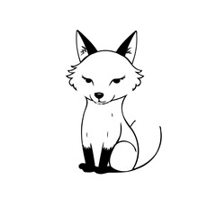 Elegant Fox Sketch Isolated on White Canvas