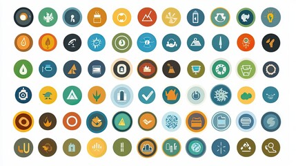 Comprehensive collection of clean energy icons, ideal for illustrating green energy solutions and sustainable technology in design. -