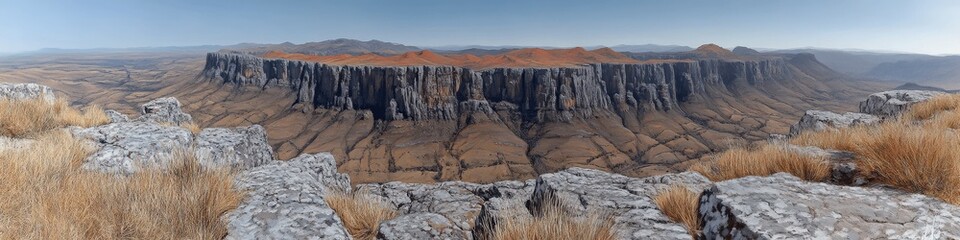 Breathtaking Panoramic View of Roraima Mountaintable and Scenic Landscape in Venezuela's Amazon Rainforest with Unique Geological Formations and Expansive Horizon
