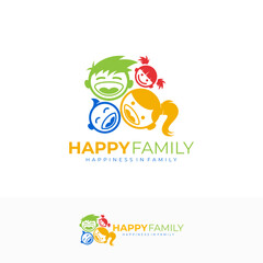Happy family logos, icon of a very happy child's face, playground icon