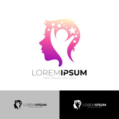 Smart people logos, brain icon of a very smart person