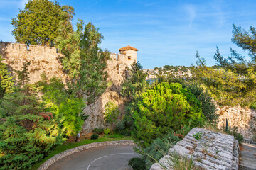 Fototapeta premium The 16th century Citadelle Saint-Elme fortress along the Mediterranean Sea at the village of Villefranche-sur-Mer, France, on the French Riviera. 