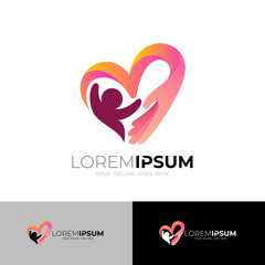 Abstract love logo and people care design template, unity logos