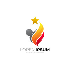 People logo and fire design combination, abstract flame logos
