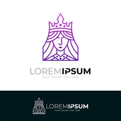Queen logo with line style, beauty logo and salon icons