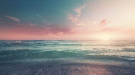 Fototapeta premium A beautiful ocean with a pink and purple sky