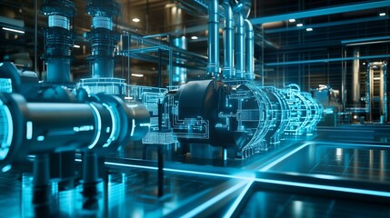 Futuristic Industrial Facility: Digital Twin Visualization of Advanced Manufacturing Processes