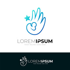 Hand care logo with charity design vector, social icons