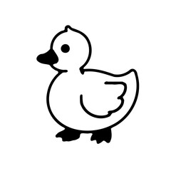 Simple Duckling Icon Line Art Illustration