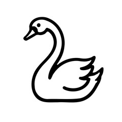 Minimalist Swan Illustration Black Outline Art
