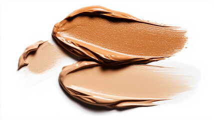 Foundation cream smears isolated on white background
