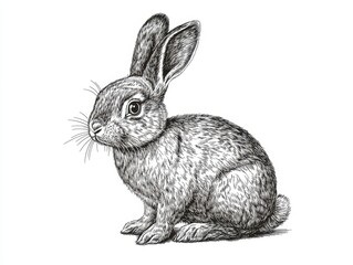 Obraz premium Detailed illustration of a rabbit showcasing fine lines and texture, highlighting its natural form and features