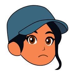Cartoon Female Technician Head With Hat And Angry Face Vectors Illustration
