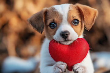 Cute Jack Russell puppy with heart showing adorable and playful pet charm in the furry frame