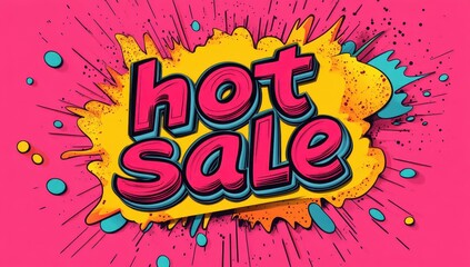 Exciting promotional banner announcing a hot sale with vibrant colors and dynamic design elements