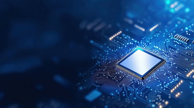 Exploring innovative microchip technology digital lab high-tech circuitry virtual environment close-up view future concept