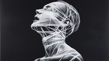 Captivating performance of human emotion studio artistic photography minimalist close-up expression of struggle