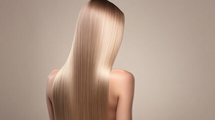 Obraz premium Long Silky Hair Flowing Down Back with Subtle Background Tone