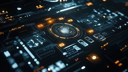 Obraz premium Futuristic smartphone interface with glowing icons and dynamic touch gestures. 