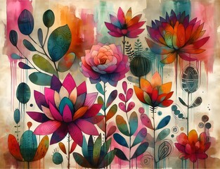 Sinfon&iacute;a Floral en Acuarela 