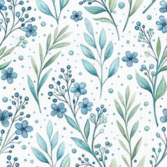 Floral Seamless Pattern Design Nature-Inspired Artwork Tranquil Colors Digital Illustration Aesthetic Vibes