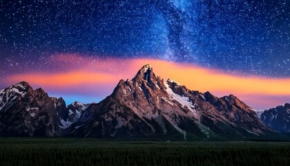 Starry Night Above Mountain Peaks 